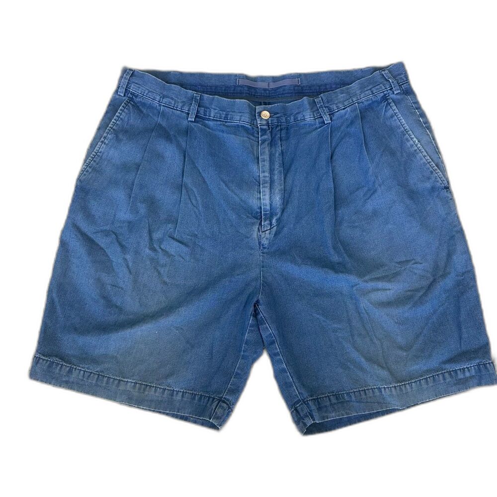 Nautica Rigger Original Quality Mens 38W Classic Fit Blue Denim  Shorts Pleated
